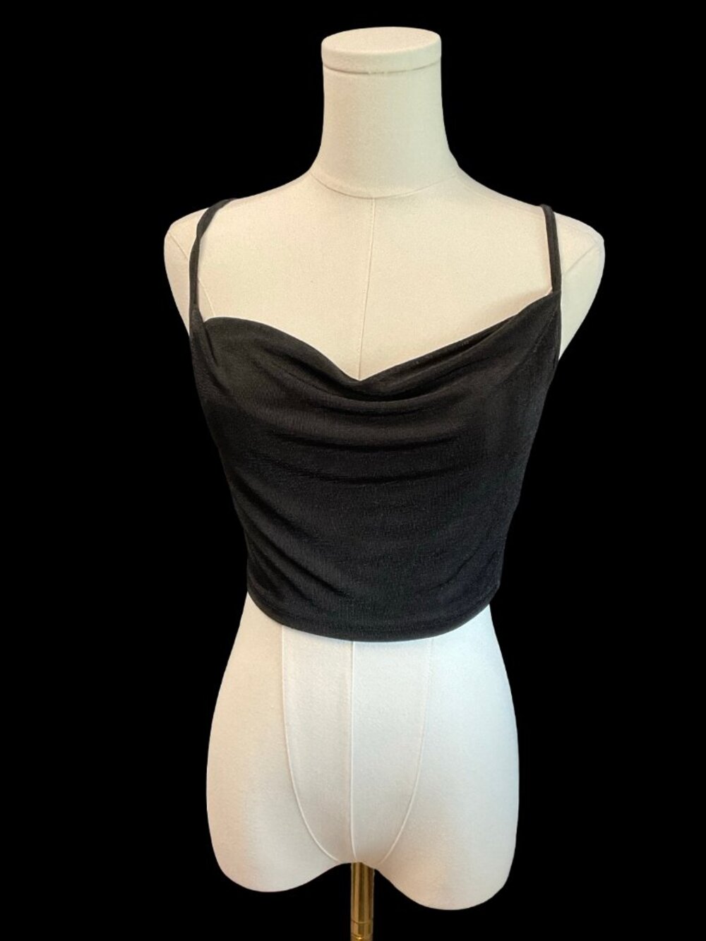 👗5/$25 - Black Draped Front Sheer Cropped Tank Top
